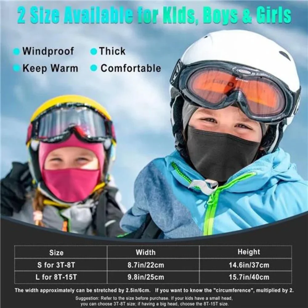 2 Pack Kids Balaclava Face Mask for Boy Girl, Winter Hat Ski Mask for Cold